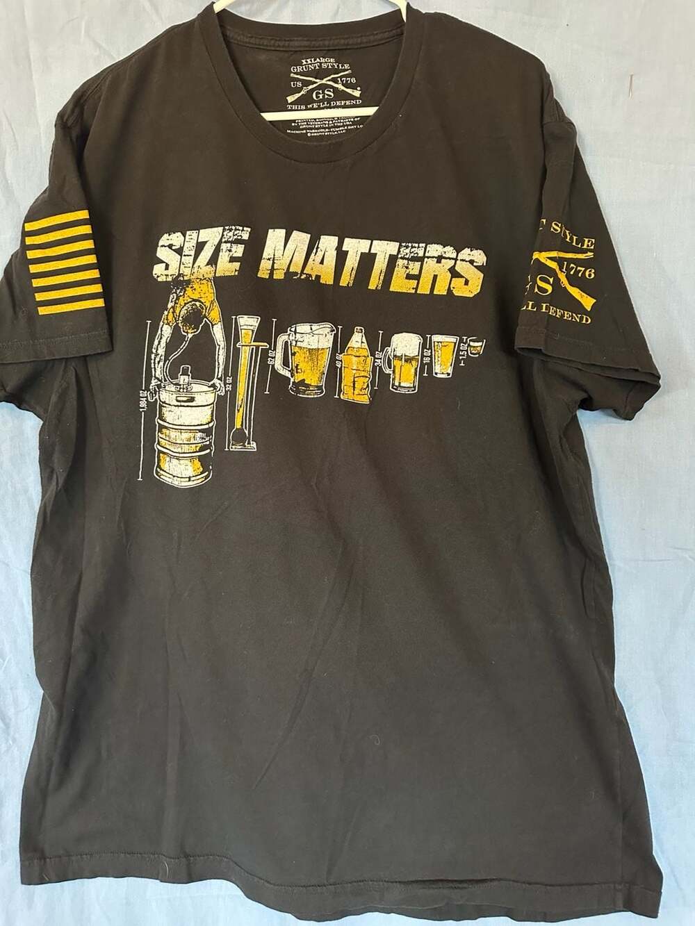 Grunt Style Size Matters T-Shirt, Size XXL, Black Cotton Graphic
